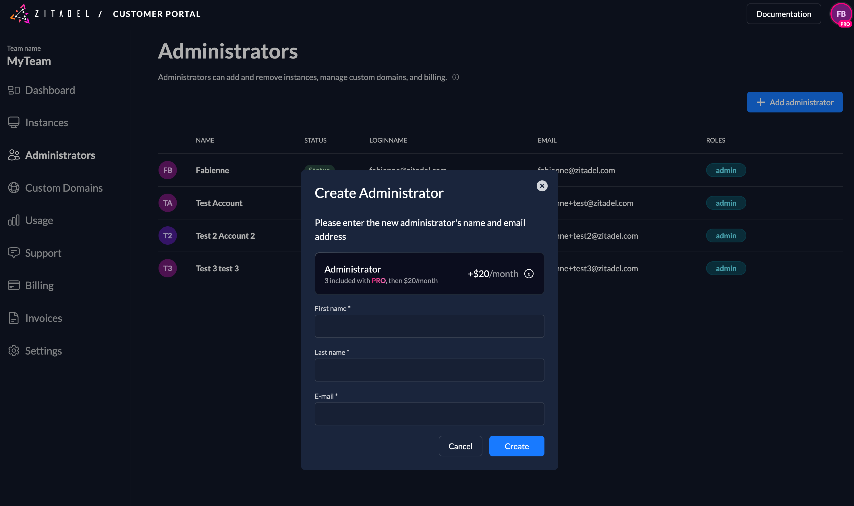 Create user